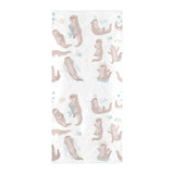 Cute sea otters pattern Beach Towel