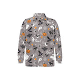Halloween design pattern Men's Long Sleeve Polo Shirt