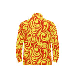 Fire flame design pattern Men's Long Sleeve Polo Shirt