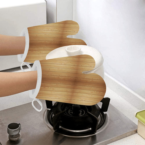 Wood Printed Pattern Print Design 05 Heat Resistant Oven Mitts