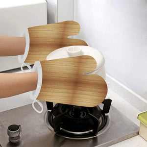 Wood Printed Pattern Print Design 05 Heat Resistant Oven Mitts