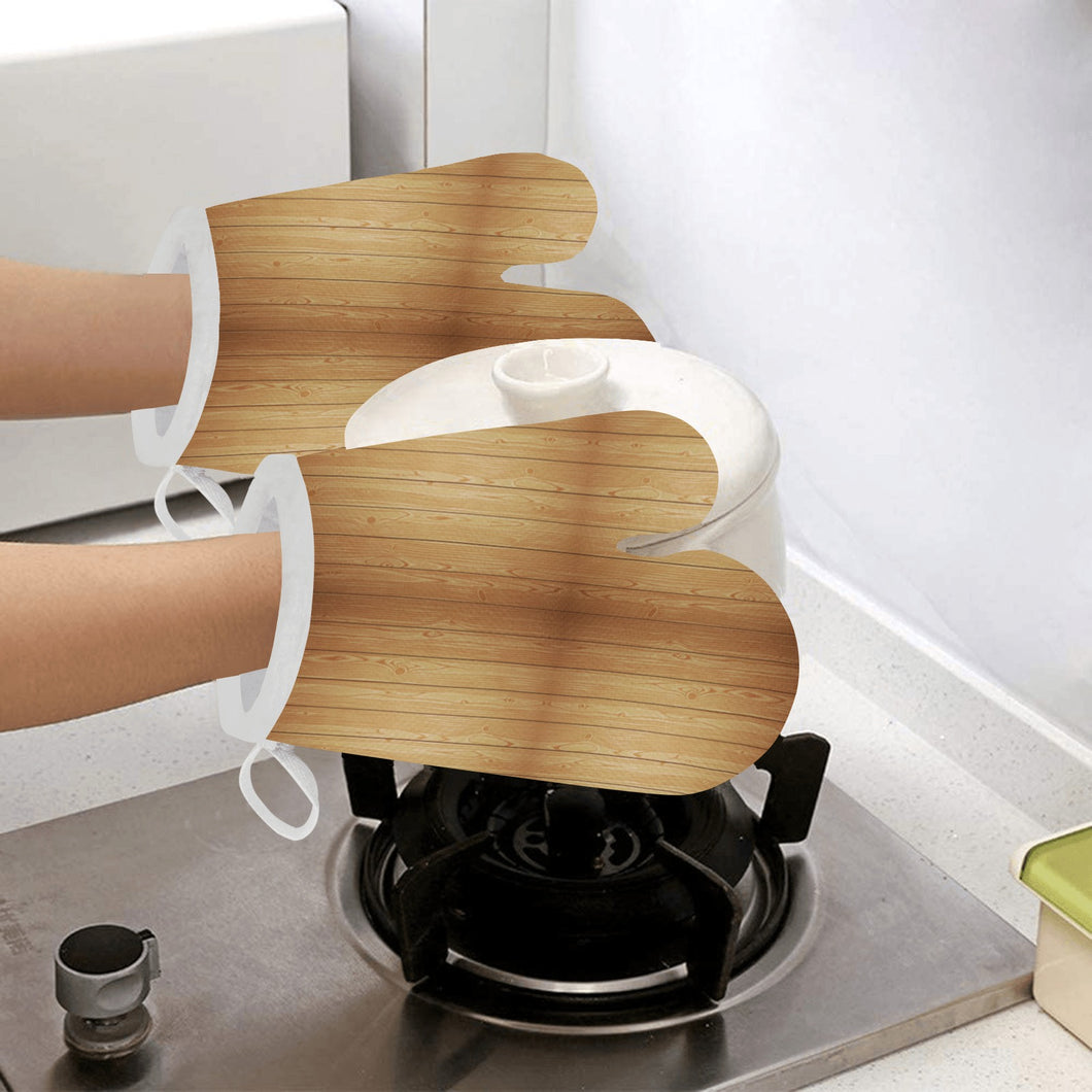 Wood Printed Pattern Print Design 05 Heat Resistant Oven Mitts