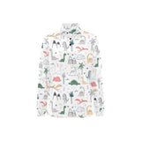 Cute cartoon dinosaurs tree pattern Women's Long Sleeve Polo Shirt