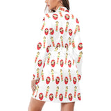 Daruma japanese wooden doll Women's Long Sleeve Belted Night Robe