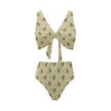 Yorkshire Terrier Pattern Print Design 01 Chest Bowknot High Waisted Bikini Swimsuit
