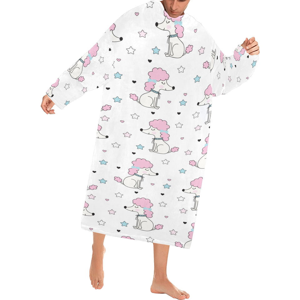 Cute poodle dog star pattern Blanket Robe with Sleeves