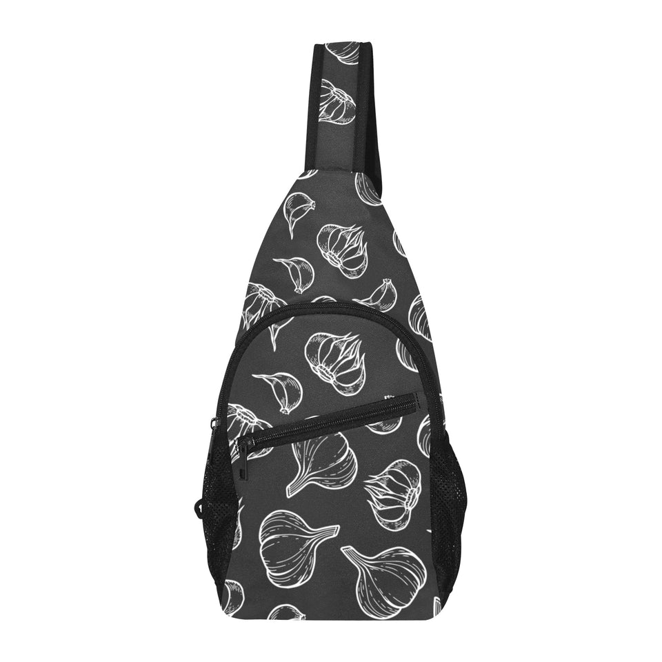 Garlic pattern black background All Over Print Chest Bag