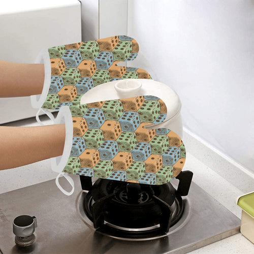 Dice Pattern Print Design 05 Heat Resistant Oven Mitts