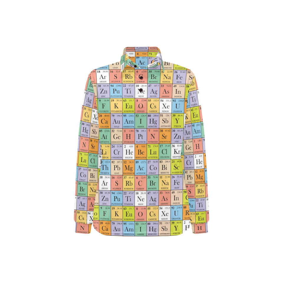 Chemistry Periodic Table Pattern Print Design 01 Women's Long Sleeve Polo Shirt