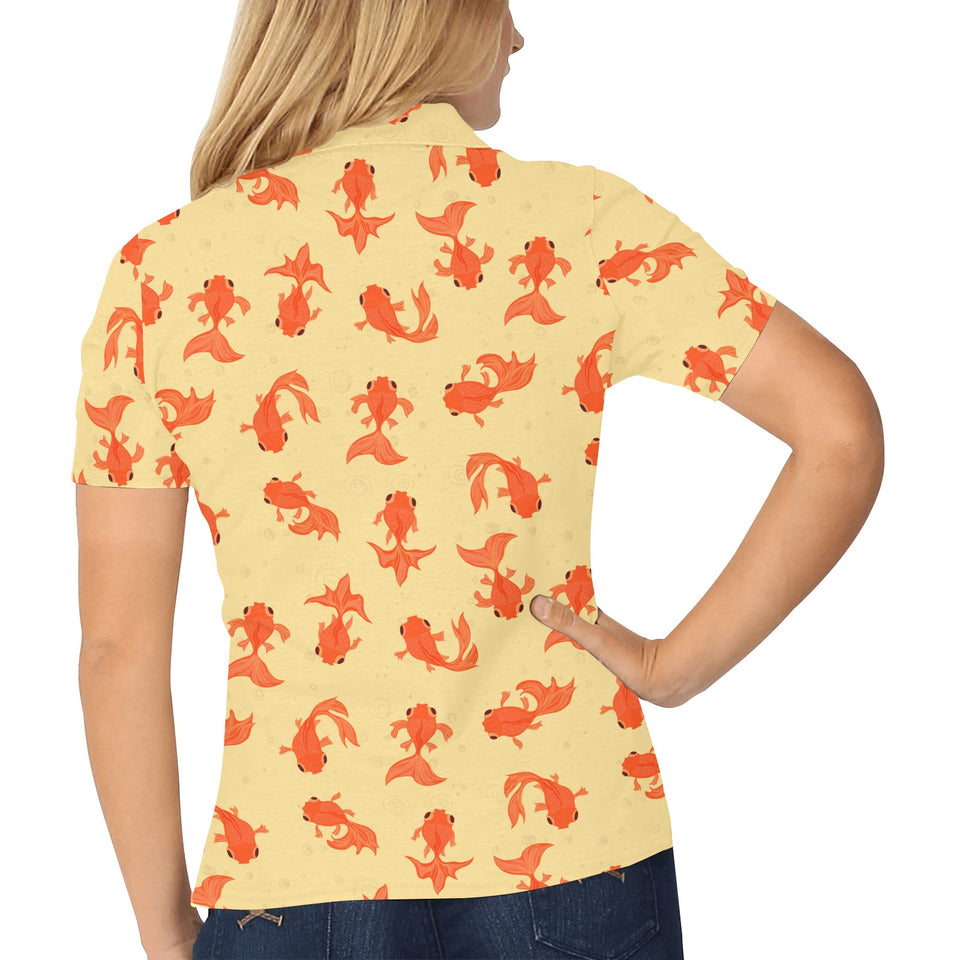 Goldfish Pattern Print Design 02 Women's All Over Print Polo Shirt
