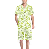 Cute frog dragonfly pattern Men's V-Neck Short Pajama Set