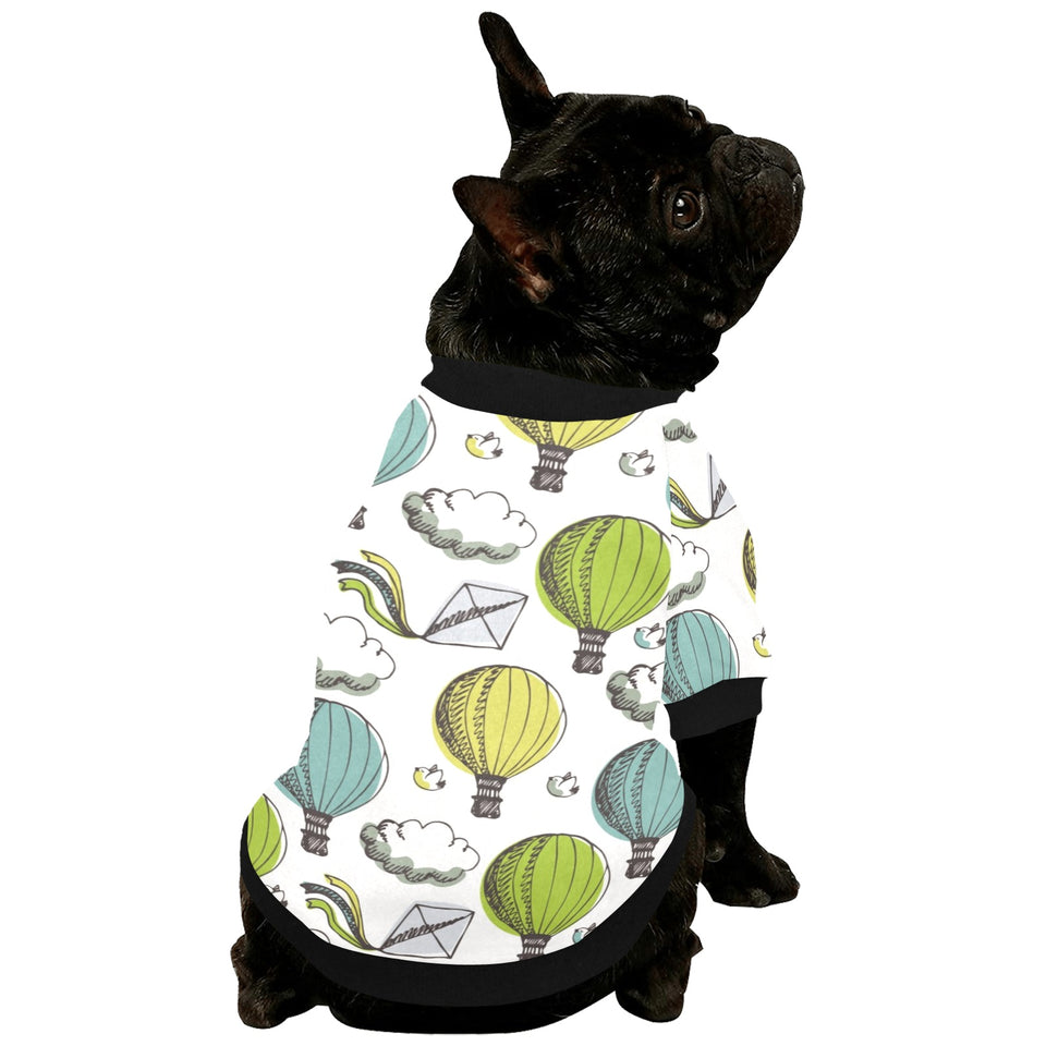Hot Air Balloon Bird Cloud Pattern All Over Print Pet Dog Round Neck Fuzzy Shirt