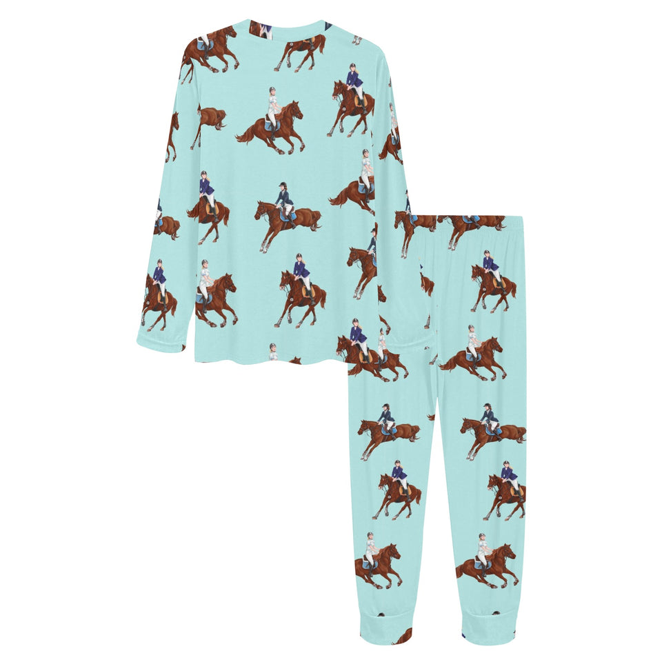 Horses running horses rider pattern Women's All Over Print Pajama Set