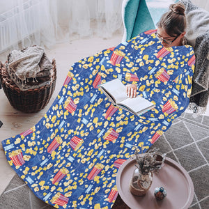 Popcorn Pattern Print Design 01 Blanket Robe with Sleeves