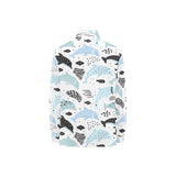 Cute dolphins Childish Style pattern Women's Long Sleeve Polo Shirt
