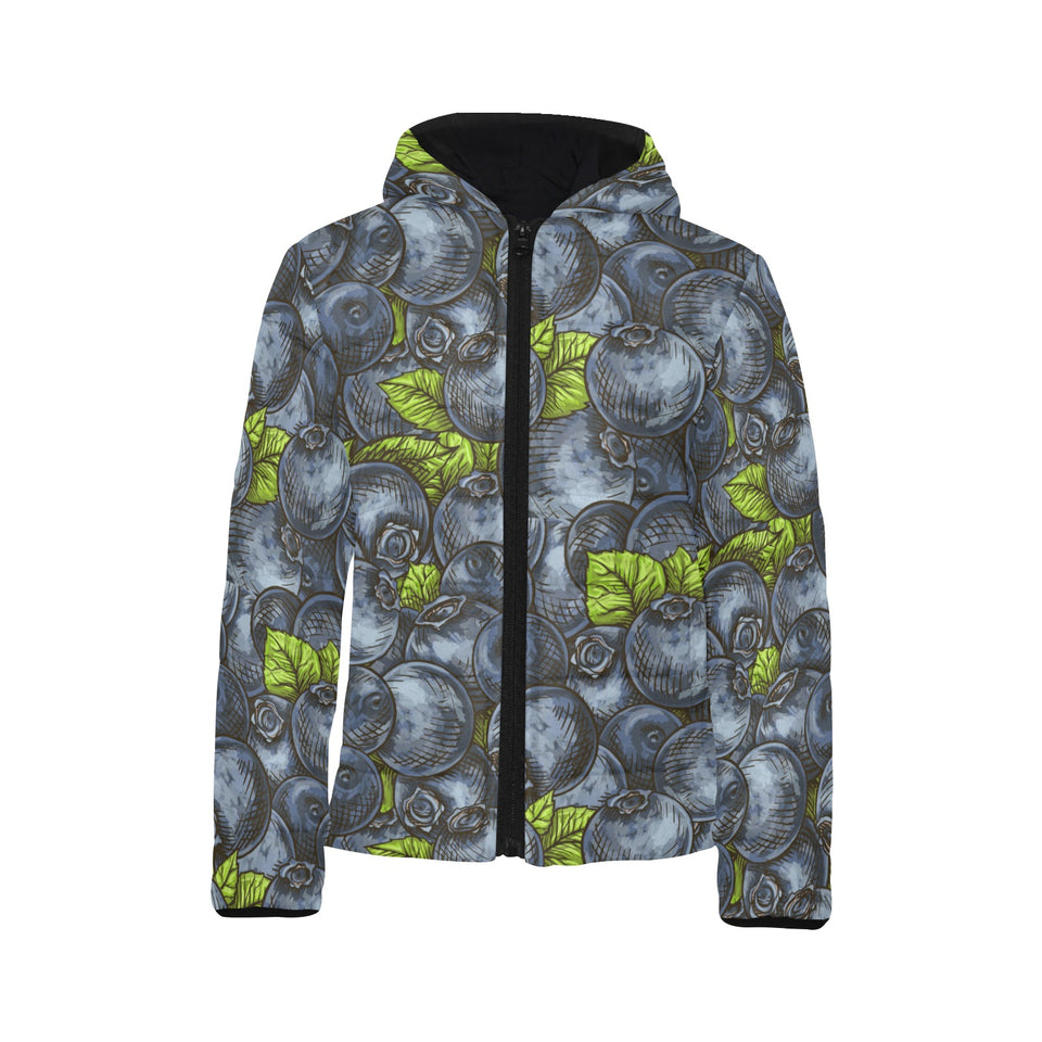 blueberry pattern Kids' Boys' Girls' Padded Hooded Jacket