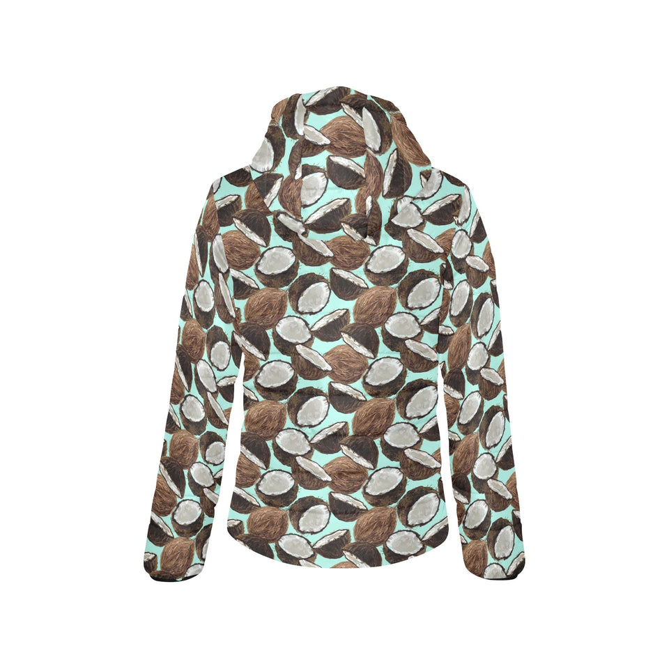 Coconut Pattern Print Design 03 Women's Padded Hooded Jacket