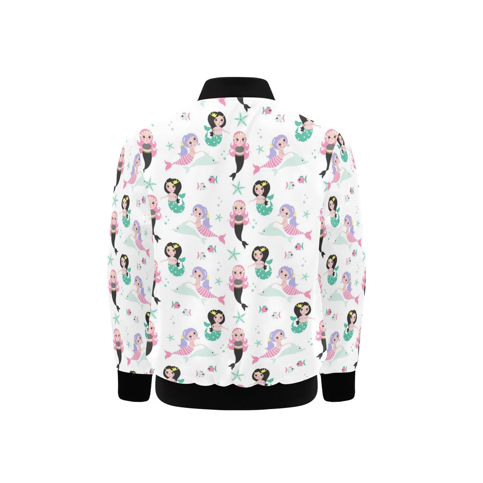 cute mermaid dolphin fish starfish pattern Kids' Boys' Girls' Bomber Jacket