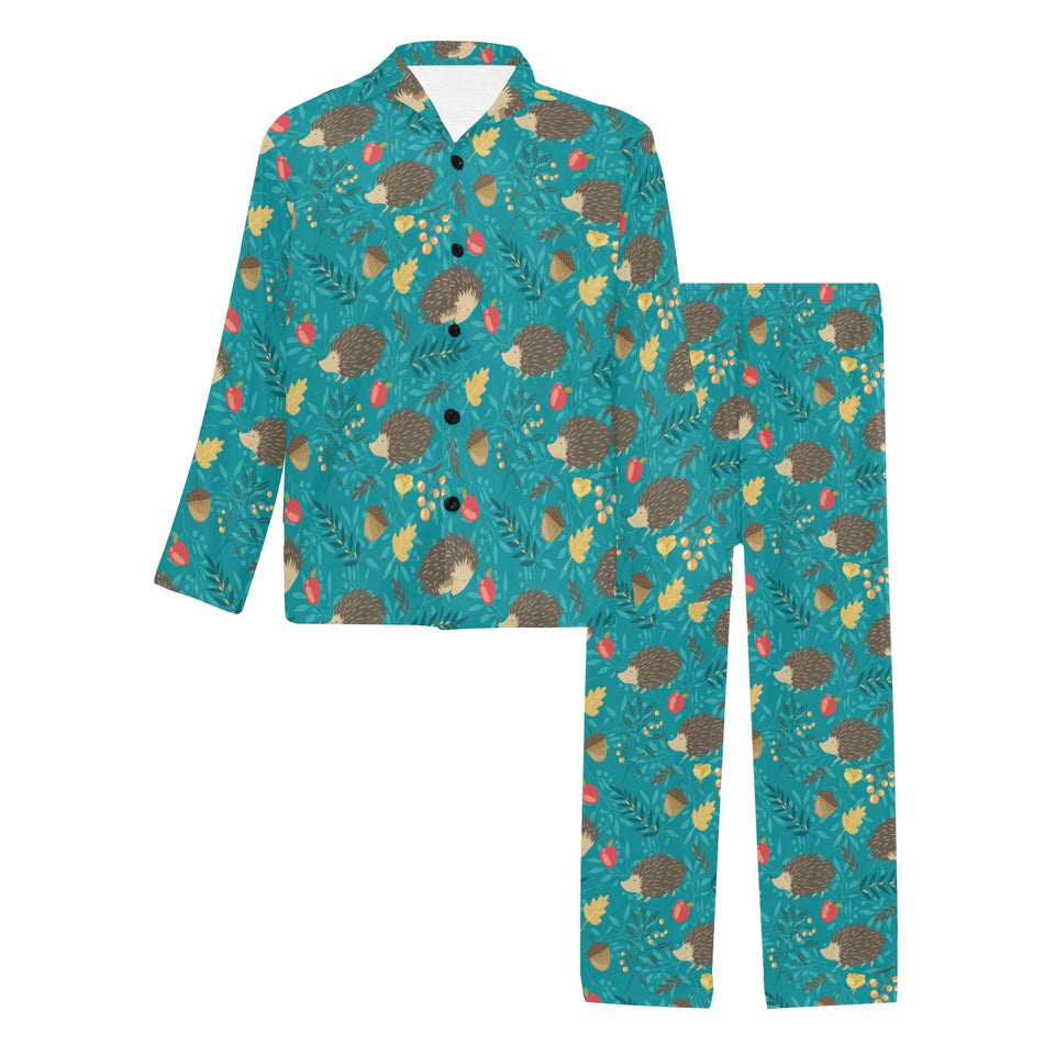 Hedgehog Pattern Print Design 01 Men's Long Pajama Set
