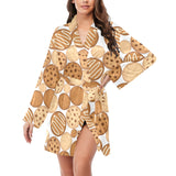Various cookie pattern Women's Long Sleeve Belted Night Robe