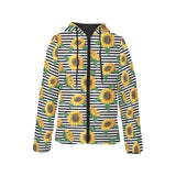sunflowers ribbon background Women's Padded Hooded Jacket