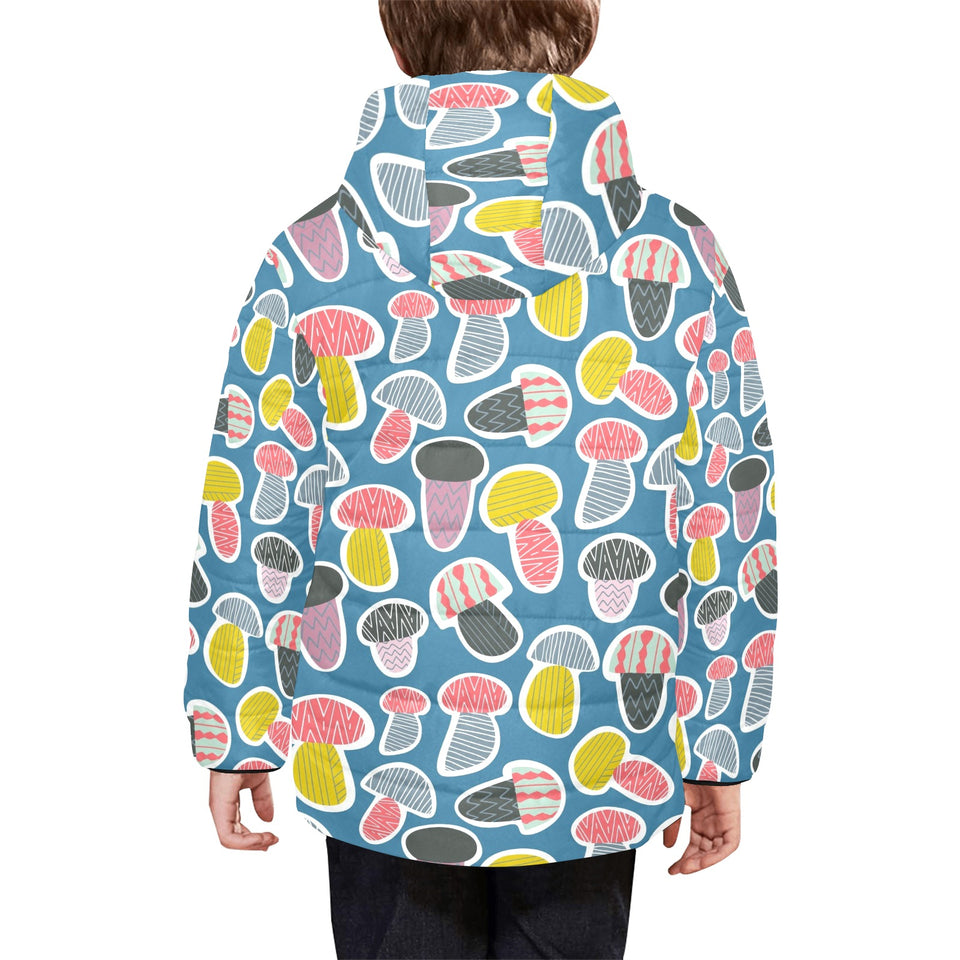 Colorful mushroom design pattern Kids' Boys' Girls' Padded Hooded Jacket