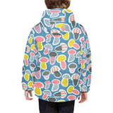 Colorful mushroom design pattern Kids' Boys' Girls' Padded Hooded Jacket