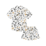 Anchors Rudders pattern Kids' Boys' Girls' V-Neck Short Pajama Set