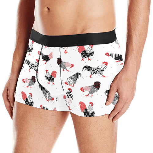 Cool rooster chicken cock floral ornament backgrou Men's All Over Print Boxer Briefs Men's Underwear