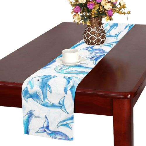 Watercolor dolphin pattern Table Runner
