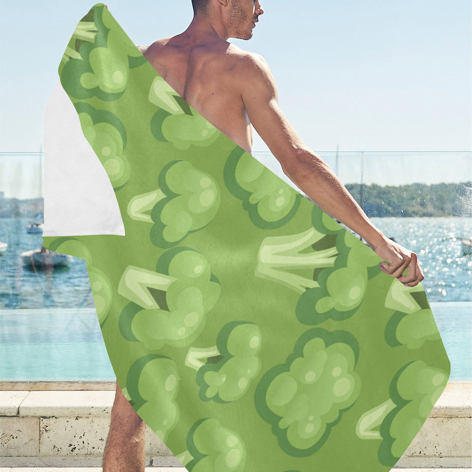 Broccoli pattern green background Beach Towel