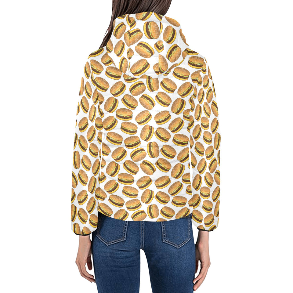 Hamburger Pattern Print Design 03 Women's Padded Hooded Jacket