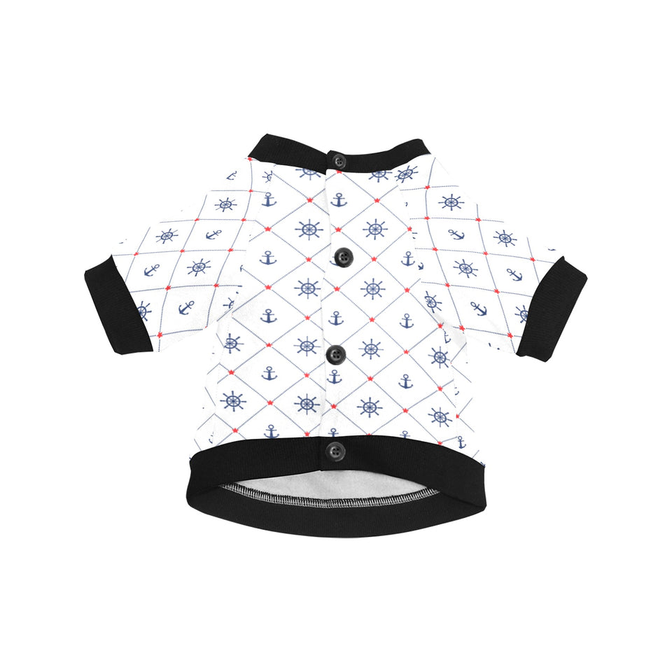 Anchor rudder nautical design pattern All Over Print Pet Dog Round Neck Fuzzy Shirt