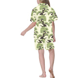 Bonsai pattern Kids' Boys' Girls' V-Neck Short Pajama Set