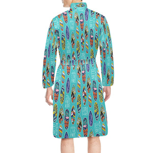 Surfboard Pattern Print Design 05 Men's Long Sleeve Belted Night Robe