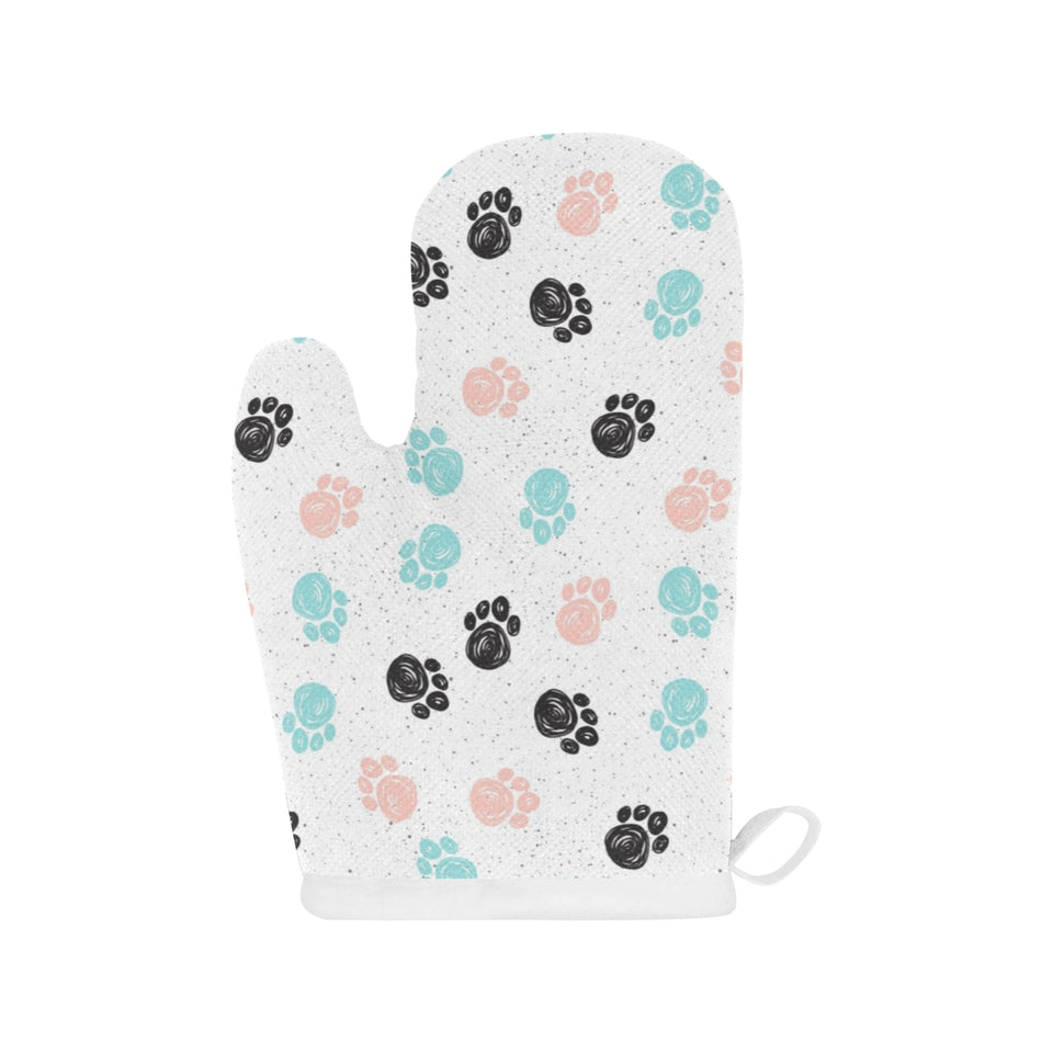 Dog Paws Pattern Print Design 04 Heat Resistant Oven Mitts