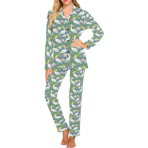 Pelican Pattern Print Design 04 Women's Long Pajama Set