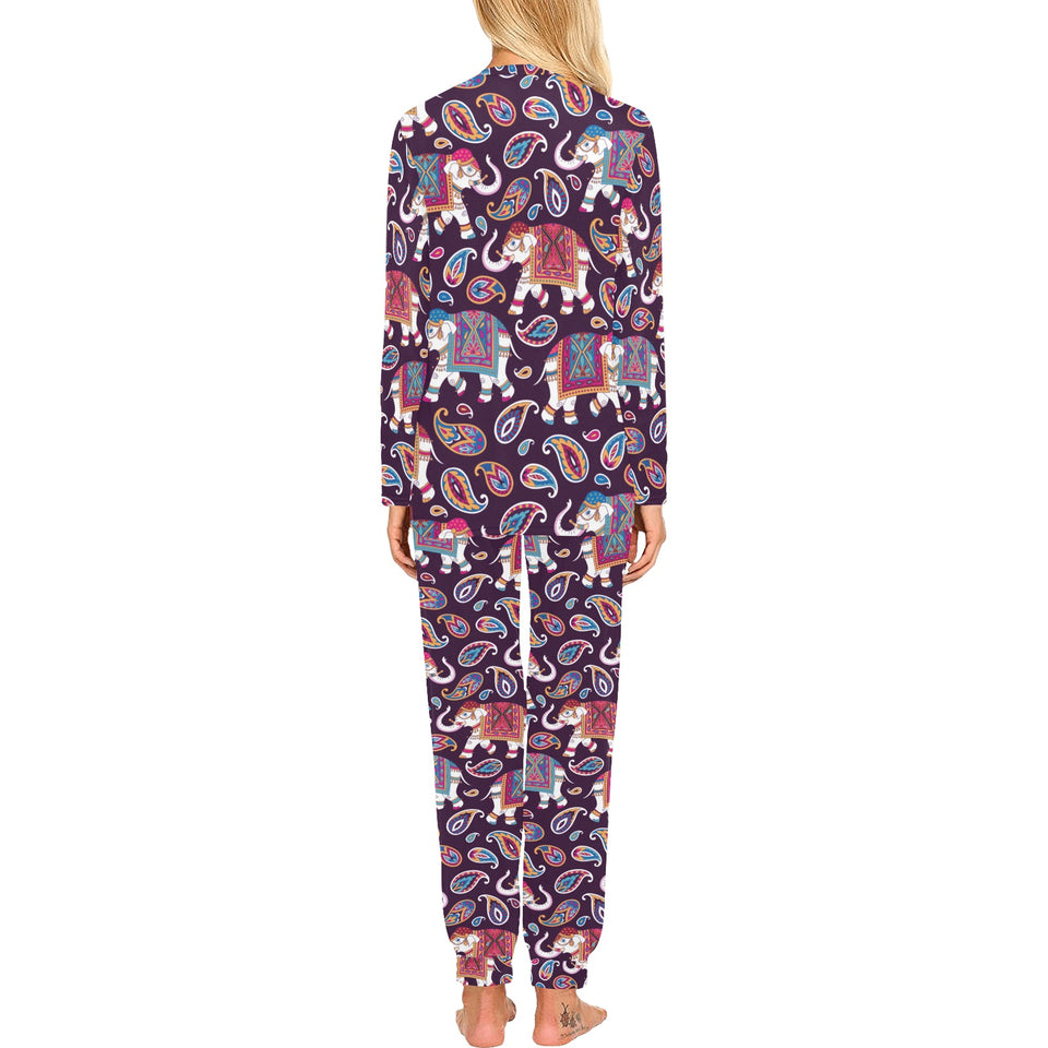 Elephant indian style ornament pattern Women's All Over Print Pajama Set