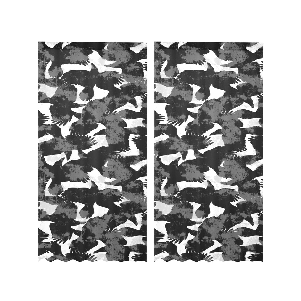 Crow illustration pattern Gauze Curtain