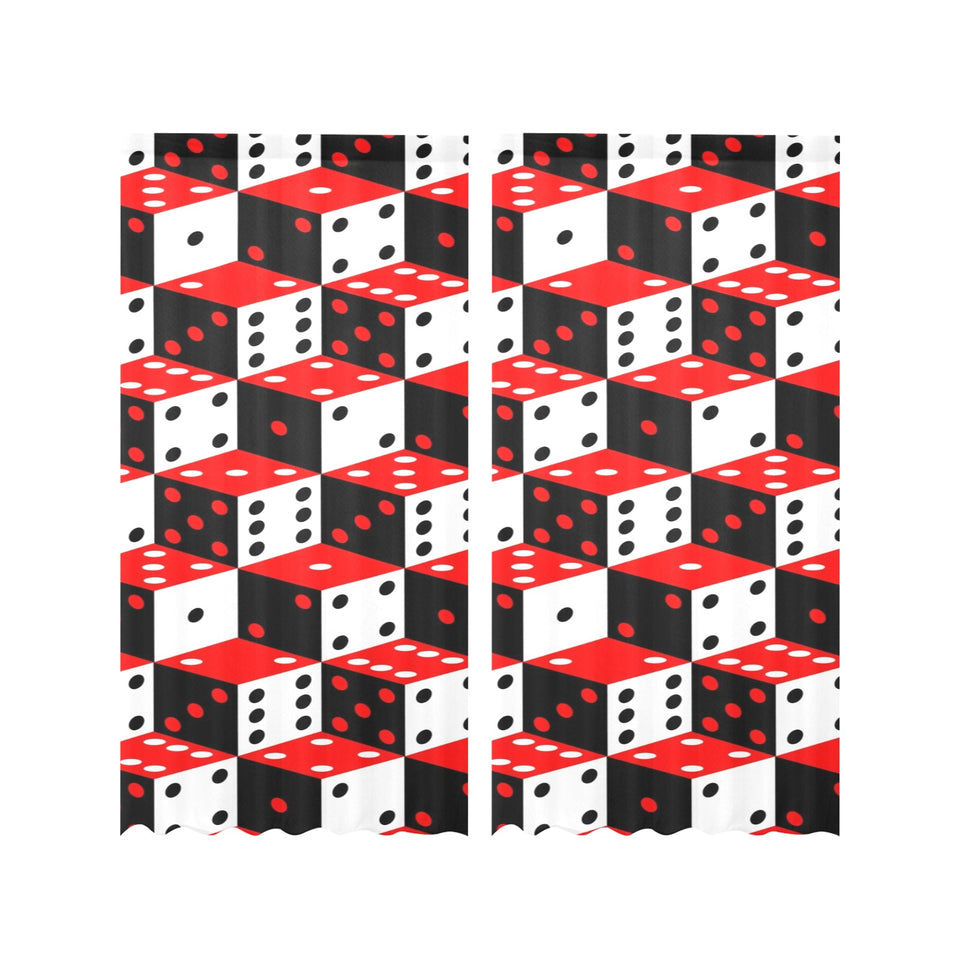 Dice Pattern Print Design 02 Gauze Curtain