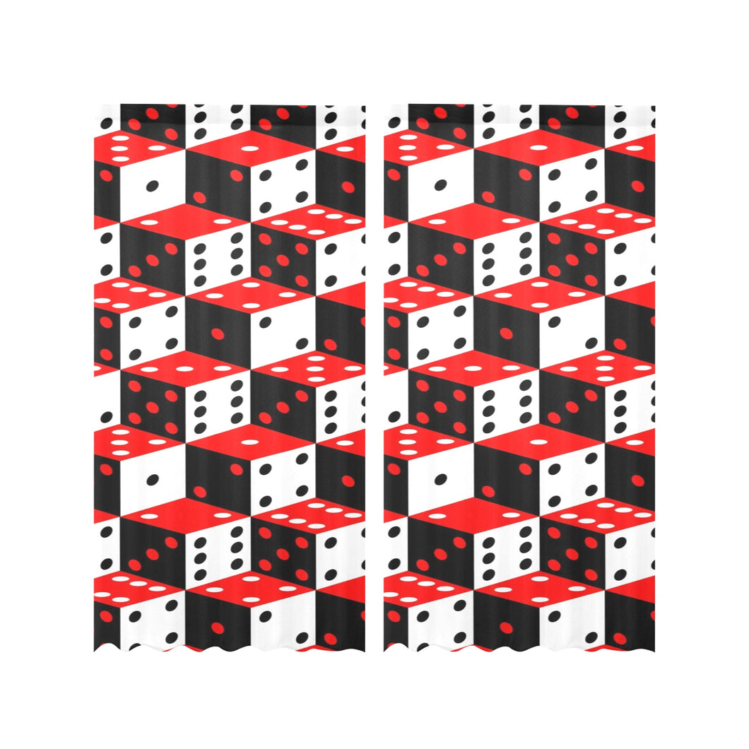 Dice Pattern Print Design 02 Gauze Curtain