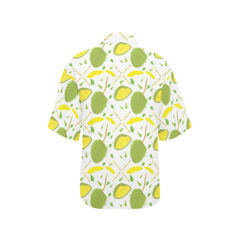 Durian pattern background Women's All Over Print Hawaiian Shirt