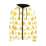 oranges leaves pattern Men's Padded Hooded Jacket