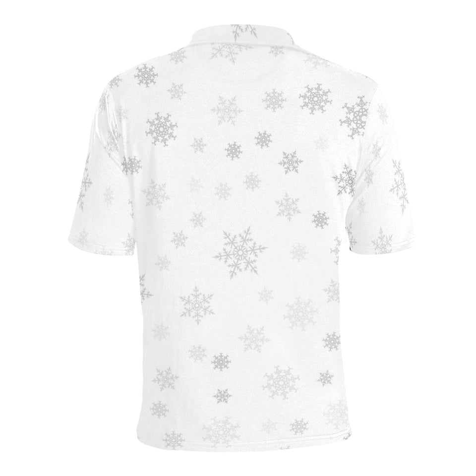 Snowflake pattern white background Men's All Over Print Polo Shirt