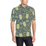 Cute owls leaves pattern Men's All Over Print Polo Shirt