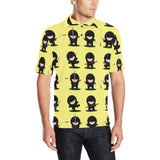 Cute ninja yellow background Men's All Over Print Polo Shirt