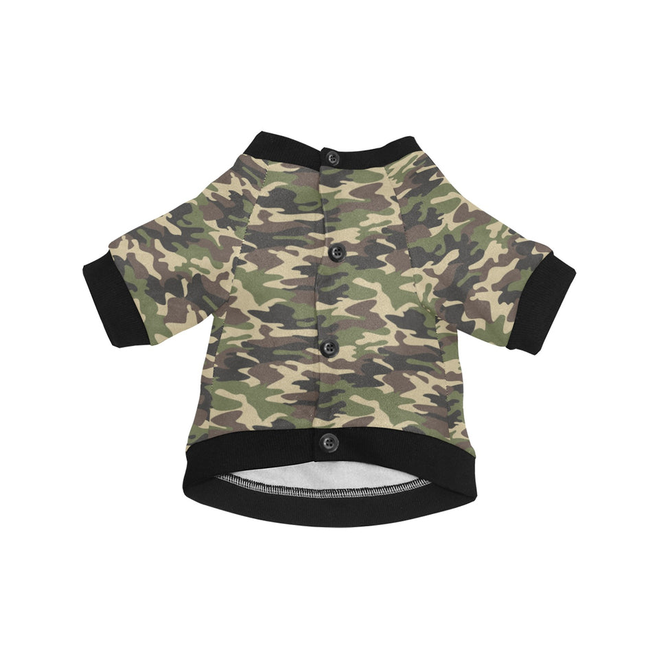 Dark Green camouflage pattern All Over Print Pet Dog Round Neck Fuzzy Shirt