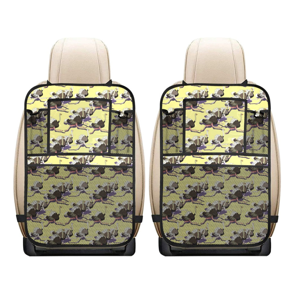 Ostrich Pattern Print Design 04 Car Seat Back Organizer