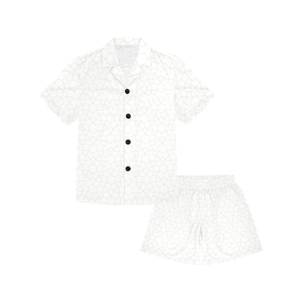 arabic white pattern Kids' Boys' Girls' V-Neck Short Pajama Set