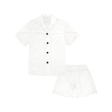 arabic white pattern Kids' Boys' Girls' V-Neck Short Pajama Set